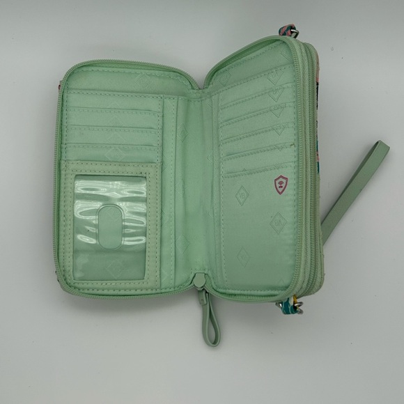 Vera Bradley Mint Green and Pink Floral Wristlet - Picture 5 of 6